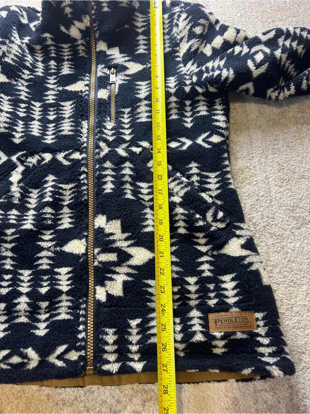 Pendleton Alder Berber Fleece Jacket Womens S Juniper Mesa Navy/Black Geometric - Picture 9 of 10